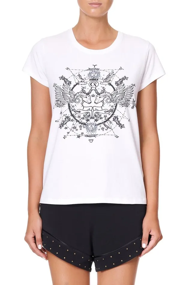 Camilla Tees Women Curved Hem Fitted Tee Aries
