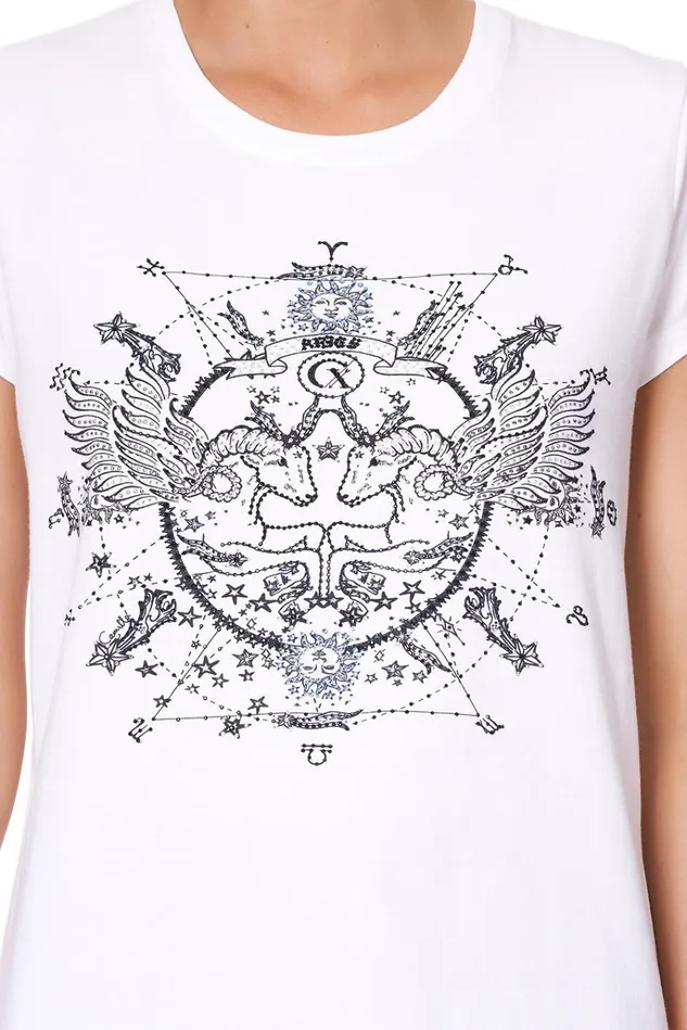 Camilla Tees Women Curved Hem Fitted Tee Aries