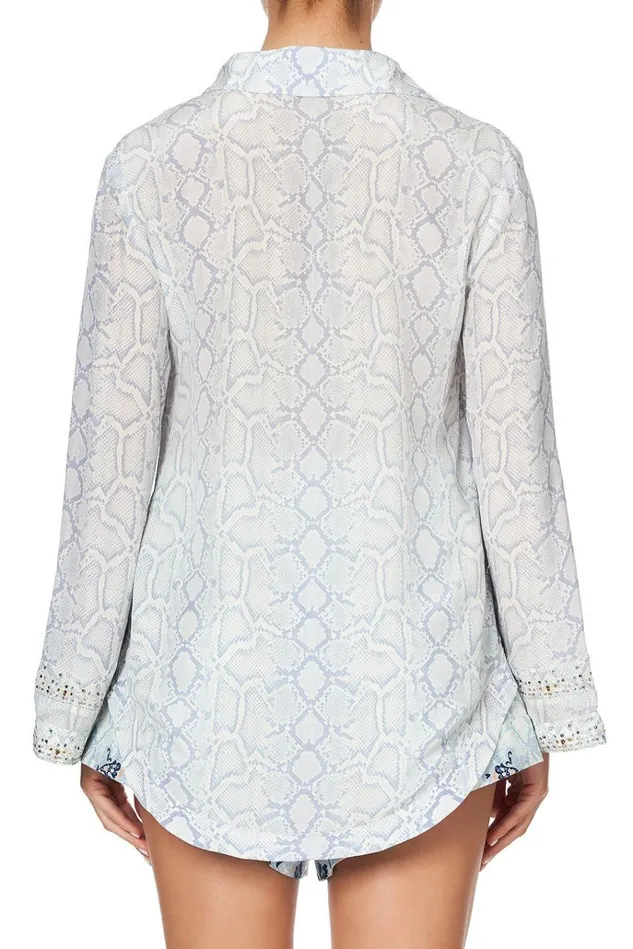 Camilla Tops Women Button Down Shirt With Contrast Bush Diamond