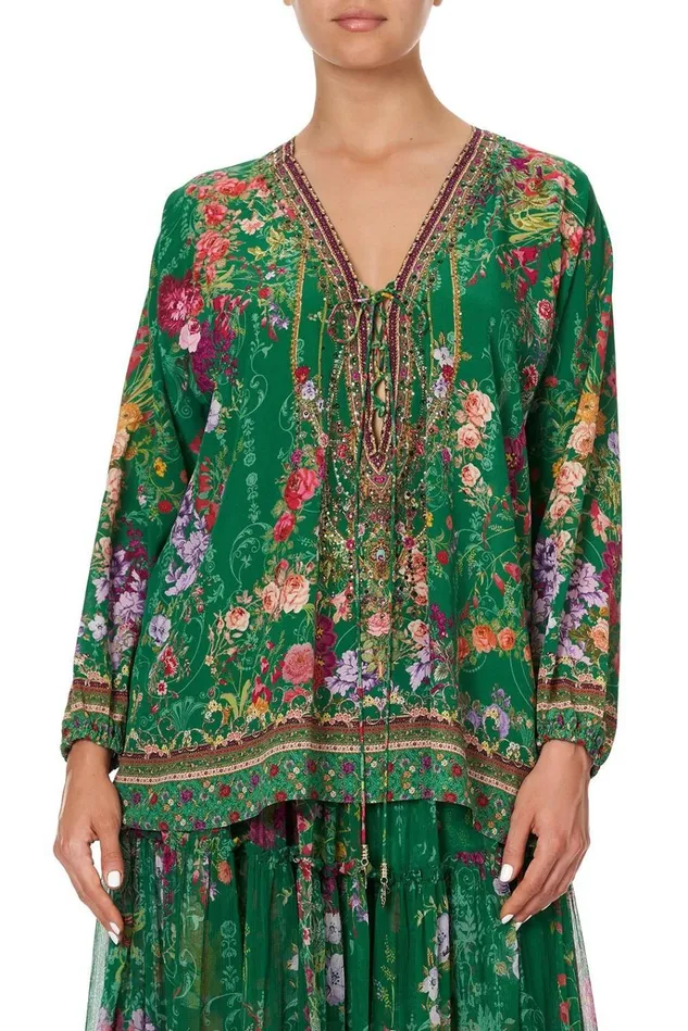 Camilla Tops Women Lace Up Blouse Diaries From A Villa