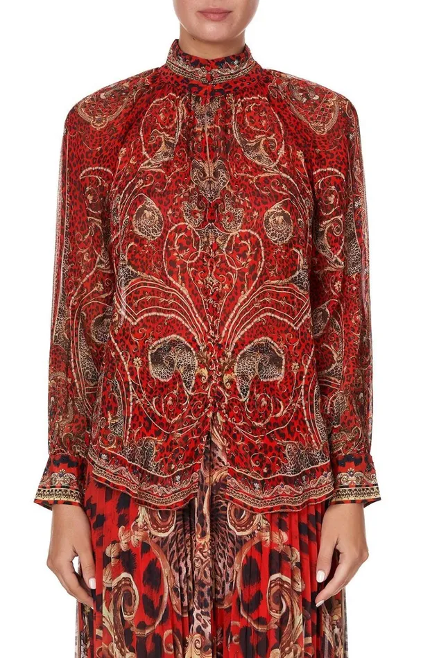 Camilla Tops Women Raglan Button Up Shirt Slave To The Rhythm