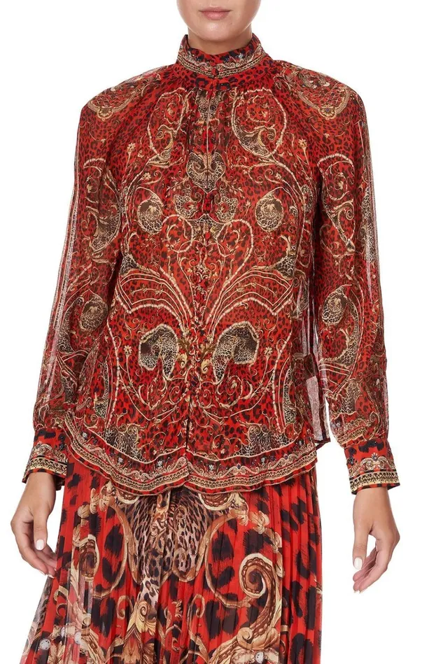 Camilla Tops Women Raglan Button Up Shirt Slave To The Rhythm