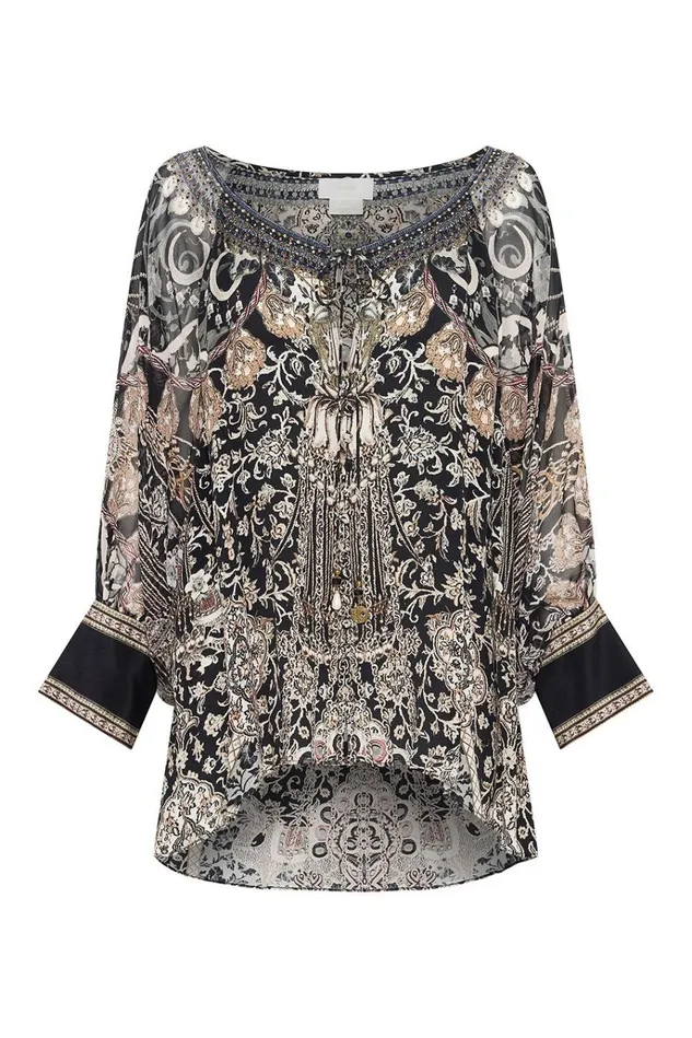 Camilla Tops Women Raglan Sleeve Button Up Top Dust Her Off