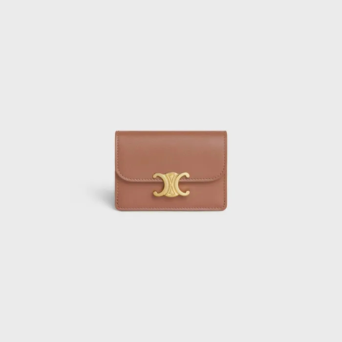 Card Holder With Flap Triomphe In Shiny Calfskin Bronze Women CELINE CARD HOLDERS Card Holder With Flap Triomphe In Shiny Calfskin Bronze Women CELINE CARD HOLDERS