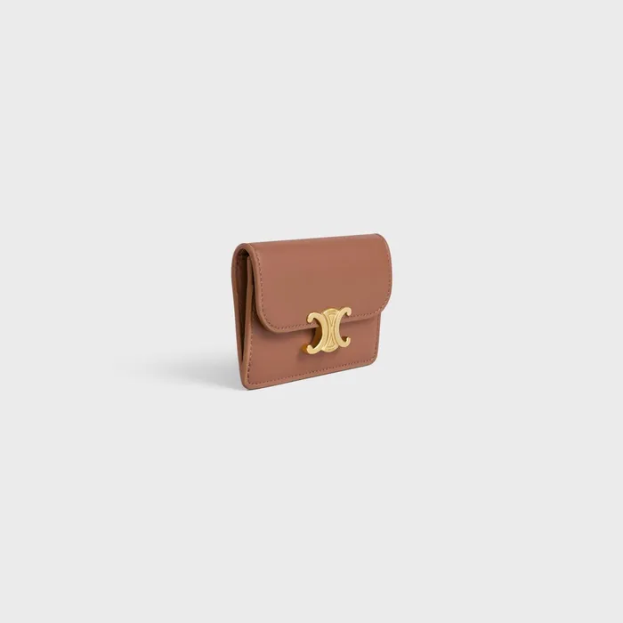 Card Holder With Flap Triomphe In Shiny Calfskin Bronze Women CELINE CARD HOLDERS Card Holder With Flap Triomphe In Shiny Calfskin Bronze Women CELINE CARD HOLDERS