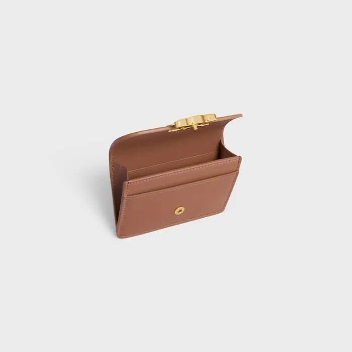 Card Holder With Flap Triomphe In Shiny Calfskin Bronze Women CELINE CARD HOLDERS Card Holder With Flap Triomphe In Shiny Calfskin Bronze Women CELINE CARD HOLDERS