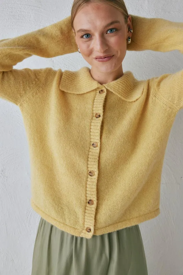 Cardigans Women VRG GRL Avery Knit Cardigan Lemon