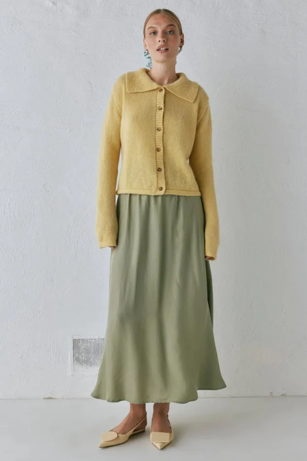 Cardigans Women VRG GRL Avery Knit Cardigan Lemon Cardigans Women VRG GRL Avery Knit Cardigan Lemon