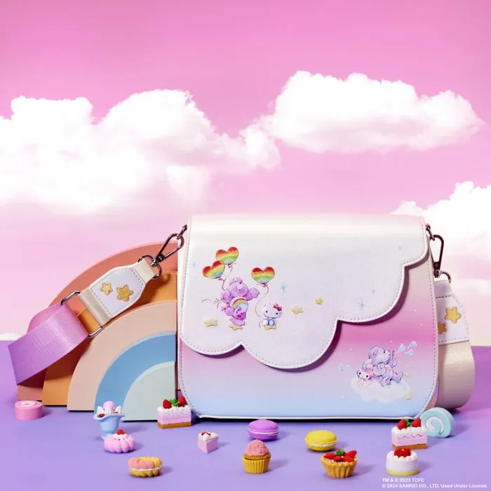 Care Bears X Sanrio Exclusive Hello Kitty and Friends CareALot Crossbody Bag Unisex Loungefly Crossbody Bags Care Bears X Sanrio Exclusive Hello Kitty and Friends CareALot Crossbody Bag Unisex Loungefly Crossbody Bags