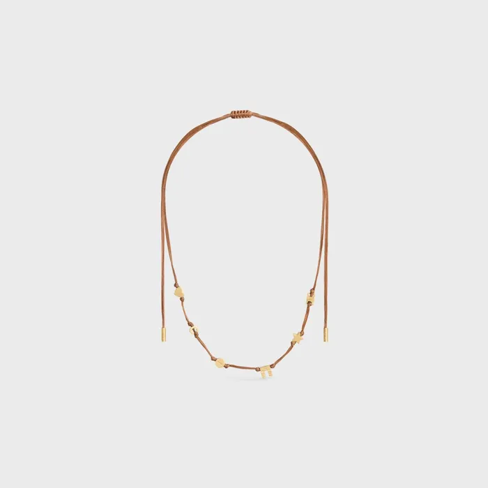 Celine Plage Multi Necklace In Brass With Gold Finish And Polyester Gold Tan Women CELINE NECKLACES Celine Plage Multi Necklace In Brass With Gold Finish And Polyester Gold Tan Women CELINE NECKLACES