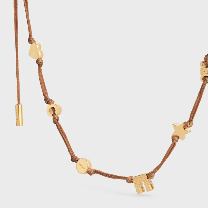Celine Plage Multi Necklace In Brass With Gold Finish And Polyester Gold Tan Women CELINE NECKLACES Celine Plage Multi Necklace In Brass With Gold Finish And Polyester Gold Tan Women CELINE NECKLACES