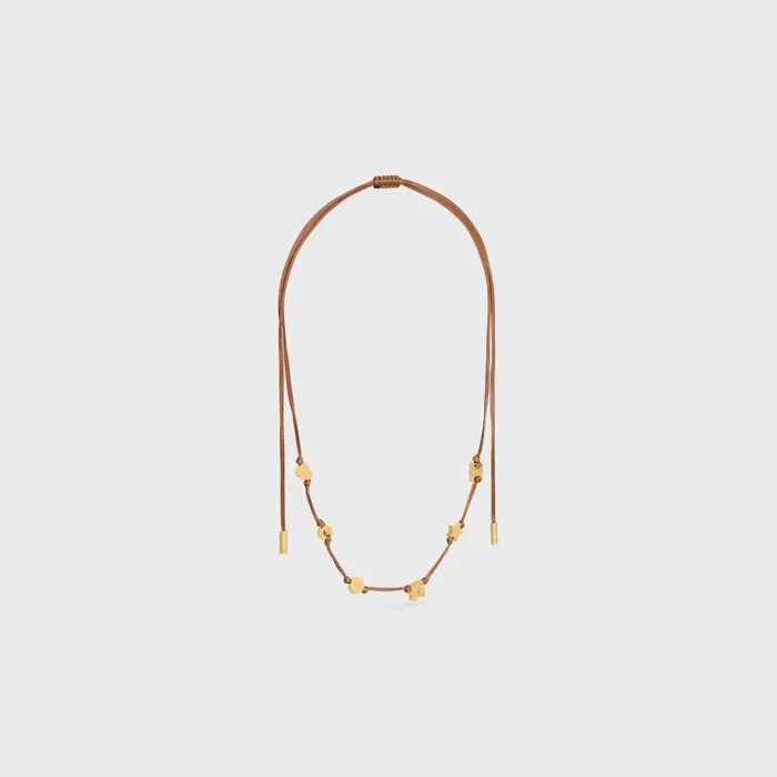Celine Plage Multi Necklace In Brass With Gold Finish And Polyester Gold Tan Women CELINE NECKLACES Celine Plage Multi Necklace In Brass With Gold Finish And Polyester Gold Tan Women CELINE NECKLACES