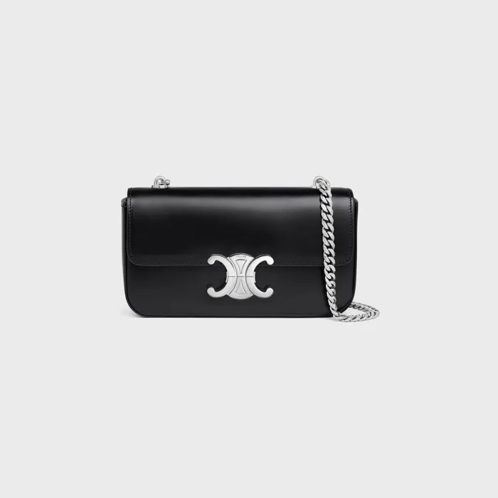 Chain Shoulder Bag Claude In Shiny Calfskin Black Women CELINE CLAUDE