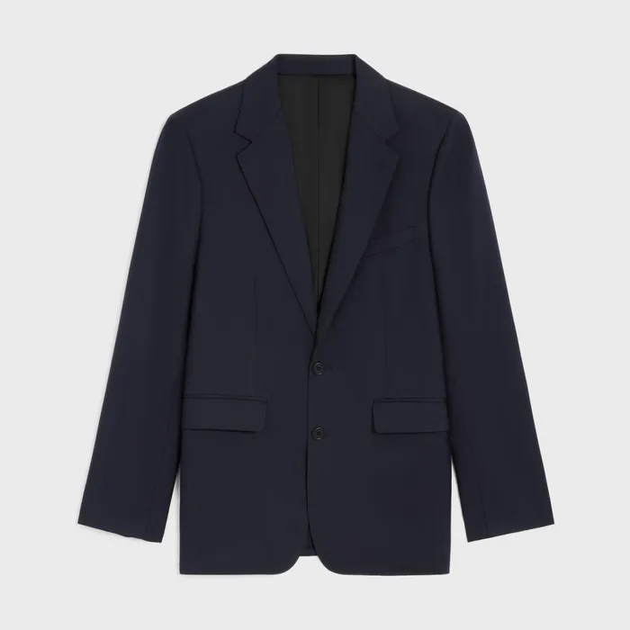 Classic Jacket In Wool Gabardine Navy Men CELINE JACKETS and TROUSERS