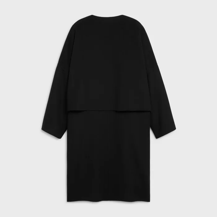 Coat With Pure Collar In Double Face Cashmere Black Women CELINE COATS