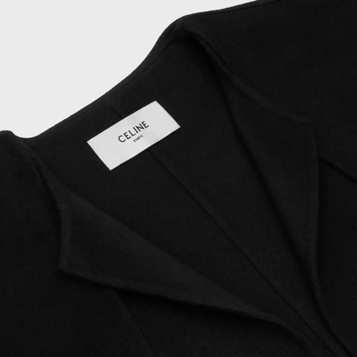 Coat With Pure Collar In Double Face Cashmere Black Women CELINE COATS