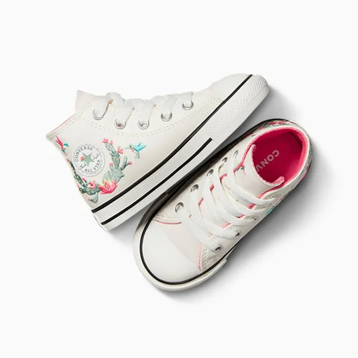 Converse EasyOn EasyOff Chuck Taylor All Star Easy On Embroidered Cacti Vintage Whitewhite 8211 Kids