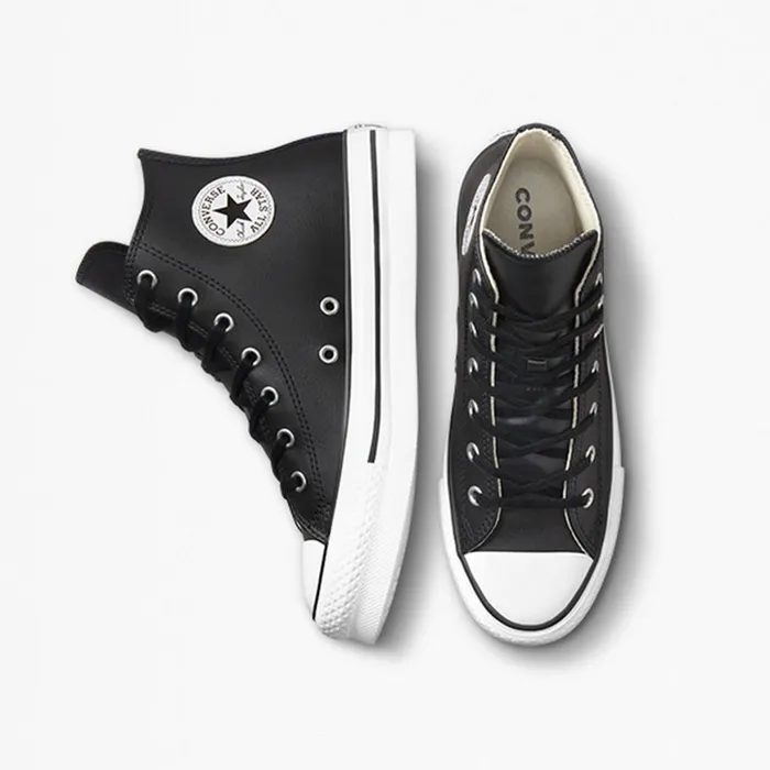 Converse High Top Chuck Taylor All Star Lift Platform Leather Blacknatural Ivorywhite 8211 Kids