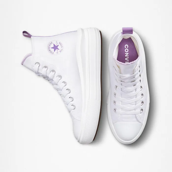 Converse High Top Chuck Taylor All Star Move Platform Whitepixel Purplewhite 8211 Kids