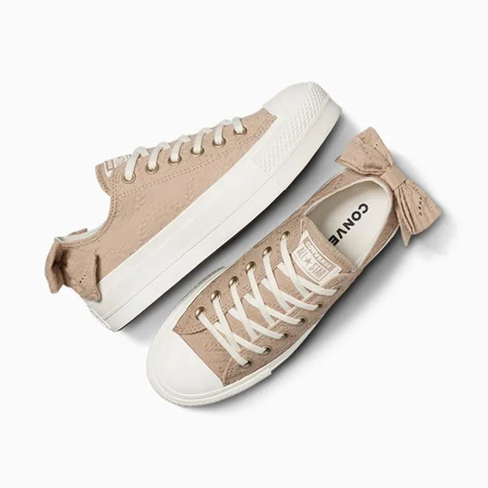 Converse Lift Platforms Chuck Taylor All Star Lift Bow Nutty Granolaegretlight Gold 8211 Women