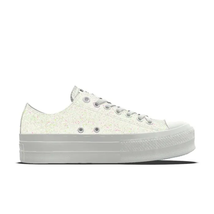Converse Low Top Custom Wedding Chuck Taylor All Star Lift Platform By You White Glitter 8211 Women Converse Low Top Custom Wedding Chuck Taylor All Star Lift Platform By You White Glitter 8211 Women