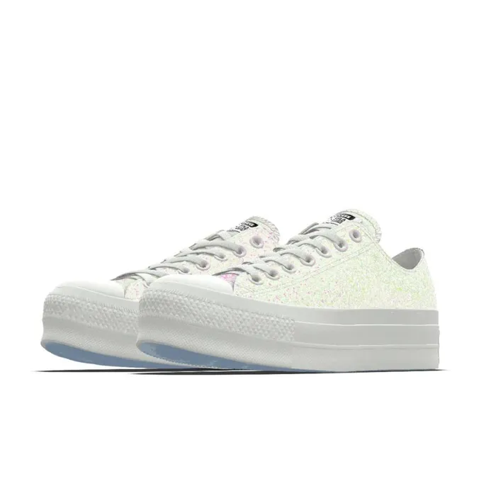 Converse Low Top Custom Wedding Chuck Taylor All Star Lift Platform By You White Glitter 8211 Women