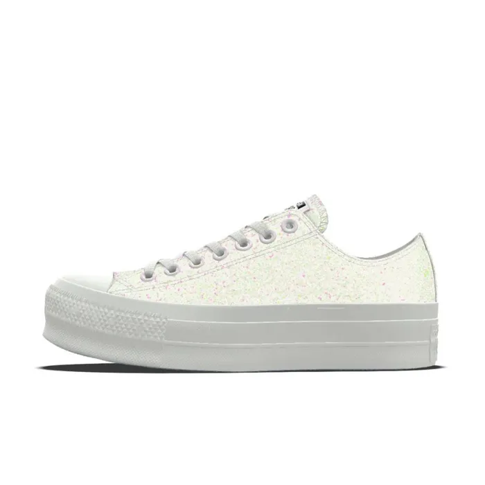 Converse Low Top Custom Wedding Chuck Taylor All Star Lift Platform By You White Glitter 8211 Women