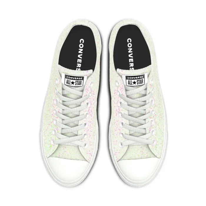 Converse Low Top Custom Wedding Chuck Taylor All Star Lift Platform By You White Glitter 8211 Women