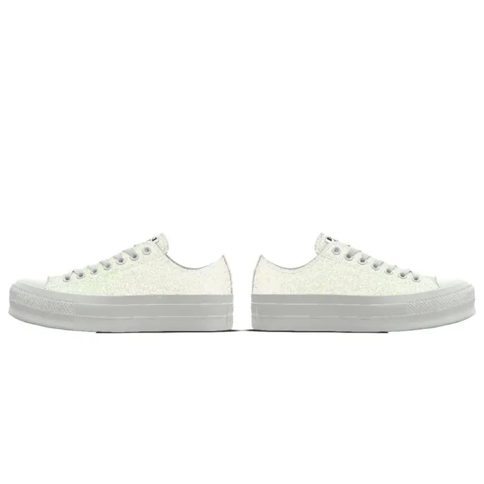 Converse Low Top Custom Wedding Chuck Taylor All Star Lift Platform By You White Glitter 8211 Women