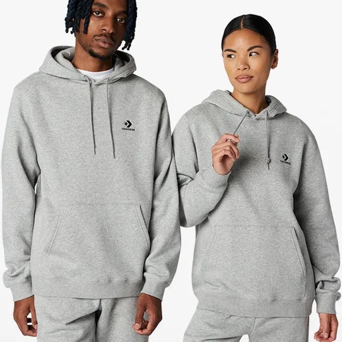 Converse Matching Sets Converse GoTo Embroidered Star Chevron StandardFit Fleece Hoodie Vintage Grey Heather 8211 MenWomen