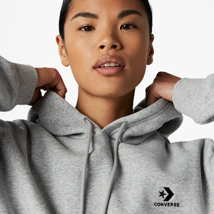 Converse Matching Sets Converse GoTo Embroidered Star Chevron StandardFit Fleece Hoodie Vintage Grey Heather 8211 MenWomen