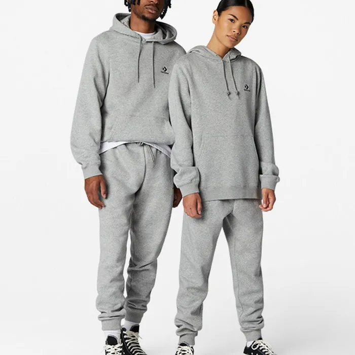 Converse Matching Sets Converse GoTo Embroidered Star Chevron StandardFit Fleece Hoodie Vintage Grey Heather 8211 MenWomen