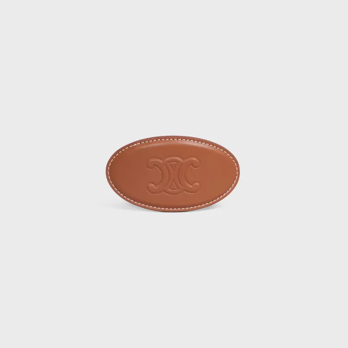Cuir Triomphe Hair Clip In Calfskin And Steel Gold Tan Women CELINE HAIR ACCESSORIES Cuir Triomphe Hair Clip In Calfskin And Steel Gold Tan Women CELINE HAIR ACCESSORIES