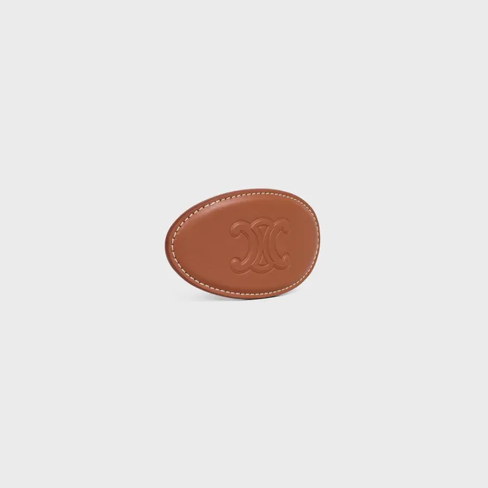 Cuir Triomphe Hair Clip In Calfskin And Steel Gold Tan Women CELINE HAIR ACCESSORIES Cuir Triomphe Hair Clip In Calfskin And Steel Gold Tan Women CELINE HAIR ACCESSORIES