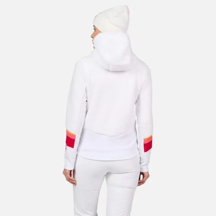 Damen Sweatshirts Und Pullover Rossignol DamenKapuzenfleecejacke Mit Durchgehendem Reiverschluss Wispile White100