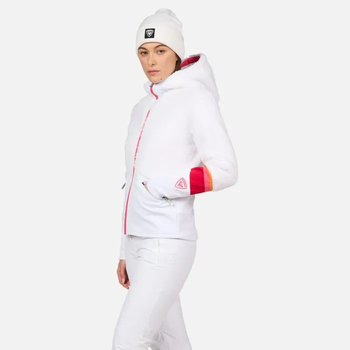 Damen Sweatshirts Und Pullover Rossignol DamenKapuzenfleecejacke Mit Durchgehendem Reiverschluss Wispile White100