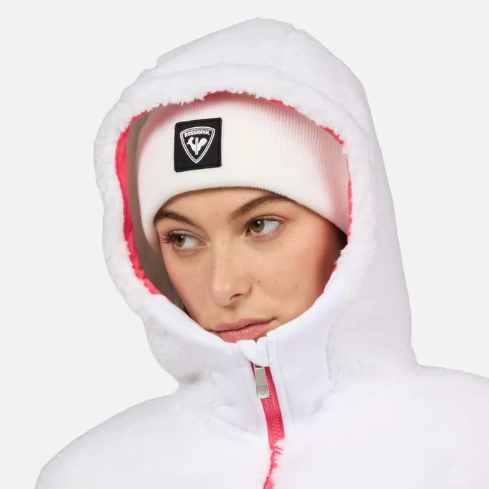 Damen Sweatshirts Und Pullover Rossignol DamenKapuzenfleecejacke Mit Durchgehendem Reiverschluss Wispile White100