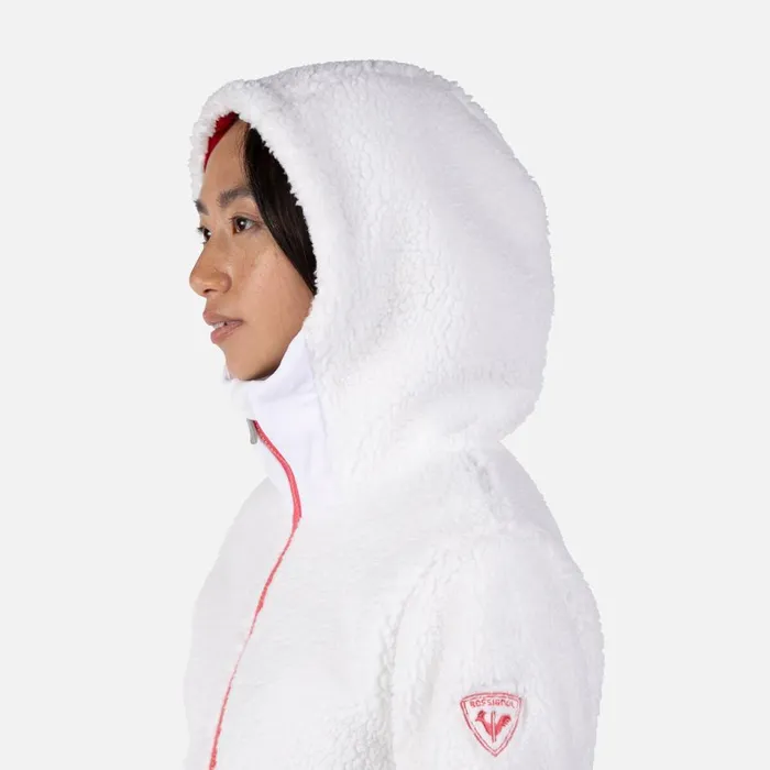Damen Sweatshirts Und Pullover Rossignol DamenKapuzenfleecejacke Mit Durchgehendem Reiverschluss Wispile White100