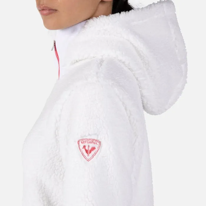 Damen Sweatshirts Und Pullover Rossignol DamenKapuzenfleecejacke Mit Durchgehendem Reiverschluss Wispile White100