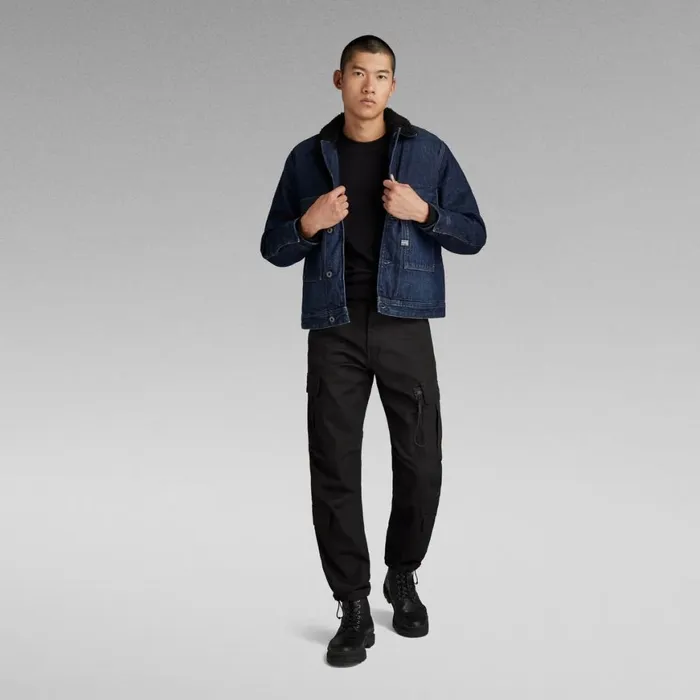 Denim Jackets Men GStar RAW Utility Flap Pocket Sherpa Jacket Worn In Kingfisher