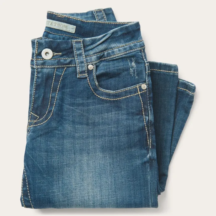 Denim Women Stetson 214 Trouser Fit Jean With Deco Back Pocket Blue