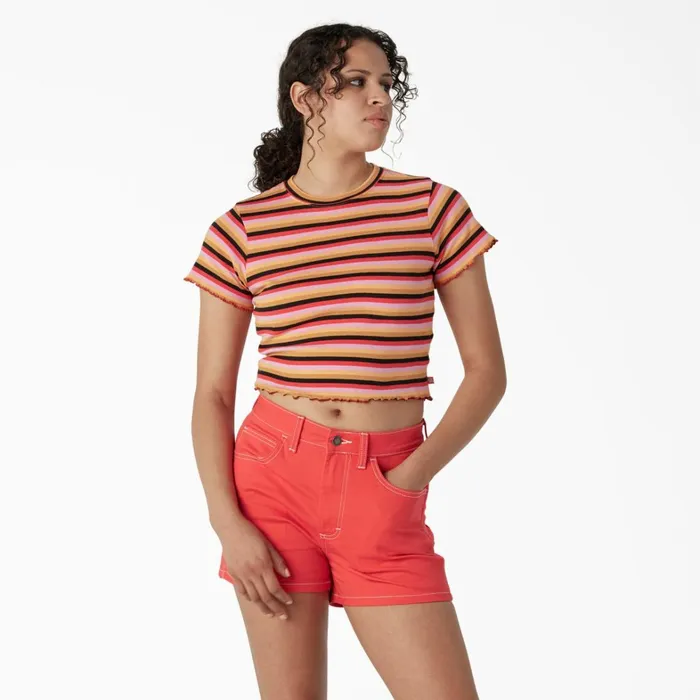 Dickies Cropped Tops Women039s Striped Cropped Baby TShirt Orange Explorer Stripe Orange Explorer Stripe axs 8211 Women Dickies Cropped Tops Women039s Striped Cropped Baby TShirt Orange Explorer Stripe Orange Explorer Stripe axs 8211 Women