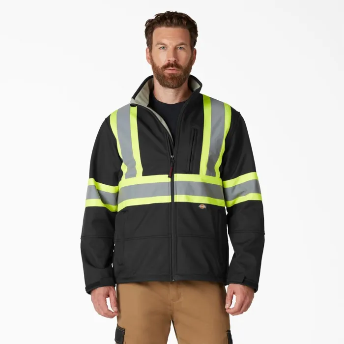 Dickies Hi Vis Hi Vis Safety Softshell Jacket Black Black bk 8211 Men