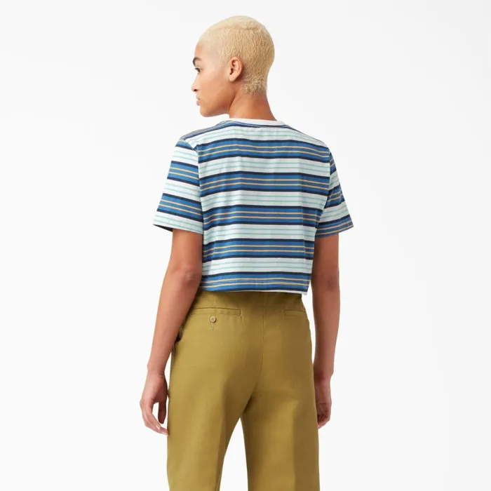 Dickies TShirts Womens Striped Cropped TShirt Cobalt Stripe Cobalt Stripe c2s 8211 Women Dickies TShirts Womens Striped Cropped TShirt Cobalt Stripe Cobalt Stripe c2s 8211 Women