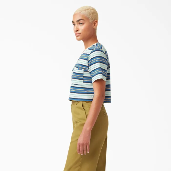 Dickies TShirts Womens Striped Cropped TShirt Cobalt Stripe Cobalt Stripe c2s 8211 Women Dickies TShirts Womens Striped Cropped TShirt Cobalt Stripe Cobalt Stripe c2s 8211 Women
