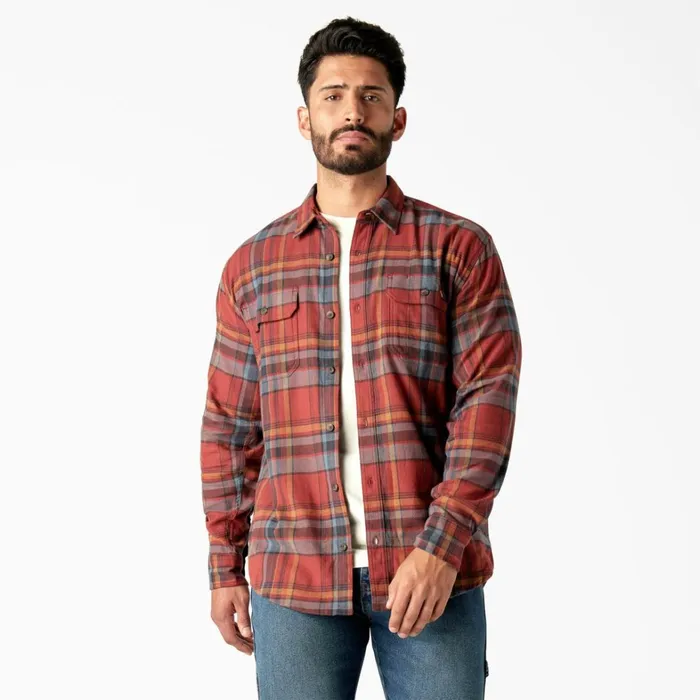 Dickies Work Shirts FLEX Long Sleeve Flannel Shirt Fired BrickMulti Plaid Fired Brickmulti Plaid a2q 8211 Men Dickies Work Shirts FLEX Long Sleeve Flannel Shirt Fired BrickMulti Plaid Fired Brickmulti Plaid a2q 8211 Men
