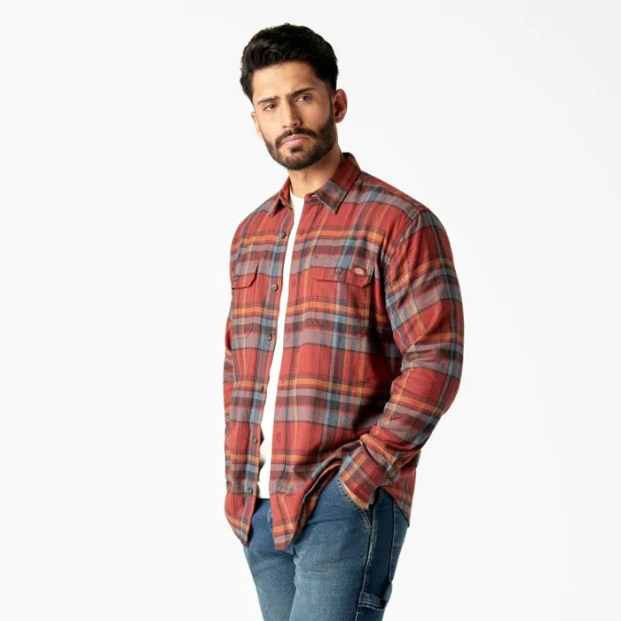 Dickies Work Shirts FLEX Long Sleeve Flannel Shirt Fired BrickMulti Plaid Fired Brickmulti Plaid a2q 8211 Men Dickies Work Shirts FLEX Long Sleeve Flannel Shirt Fired BrickMulti Plaid Fired Brickmulti Plaid a2q 8211 Men
