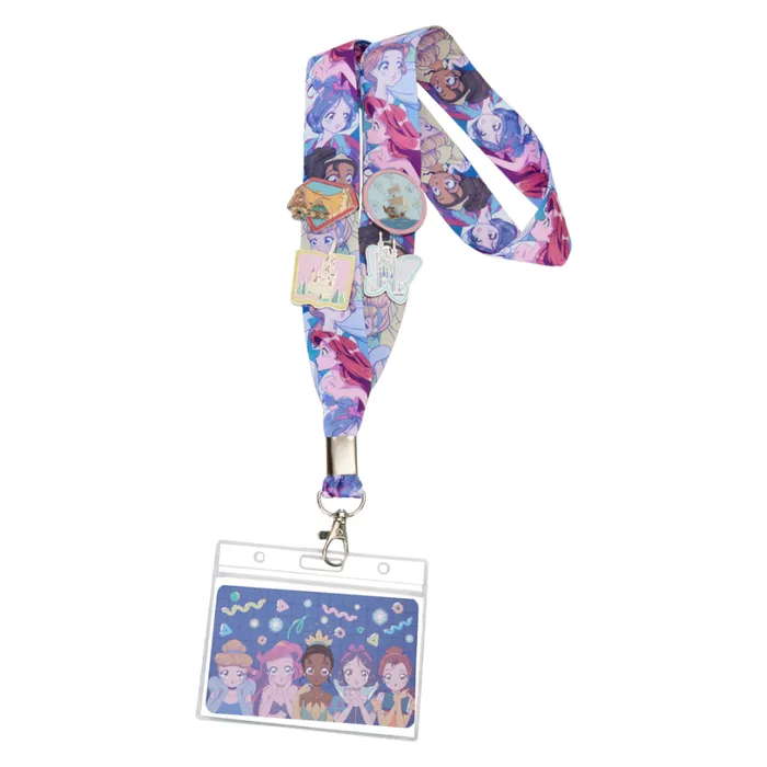 Disney Princess Manga Style Lanyard With Card Holder With Pins Unisex Loungefly Small Accessories Disney Princess Manga Style Lanyard With Card Holder With Pins Unisex Loungefly Small Accessories