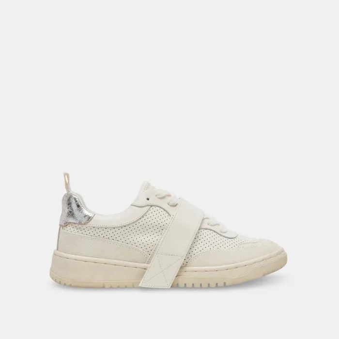 Dolce Vita Alvah Sneakers White Perforated Leather Women Sneakers