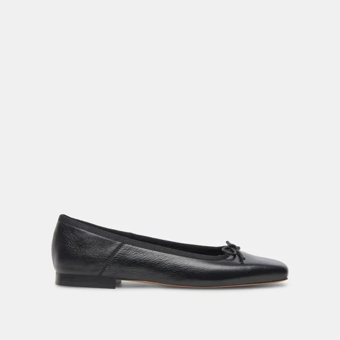 Dolce Vita Anisa Ballet Flats Black Leather Women Flats and Loafers